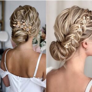 7 Pieces Wedding Hair Pins gold leaf